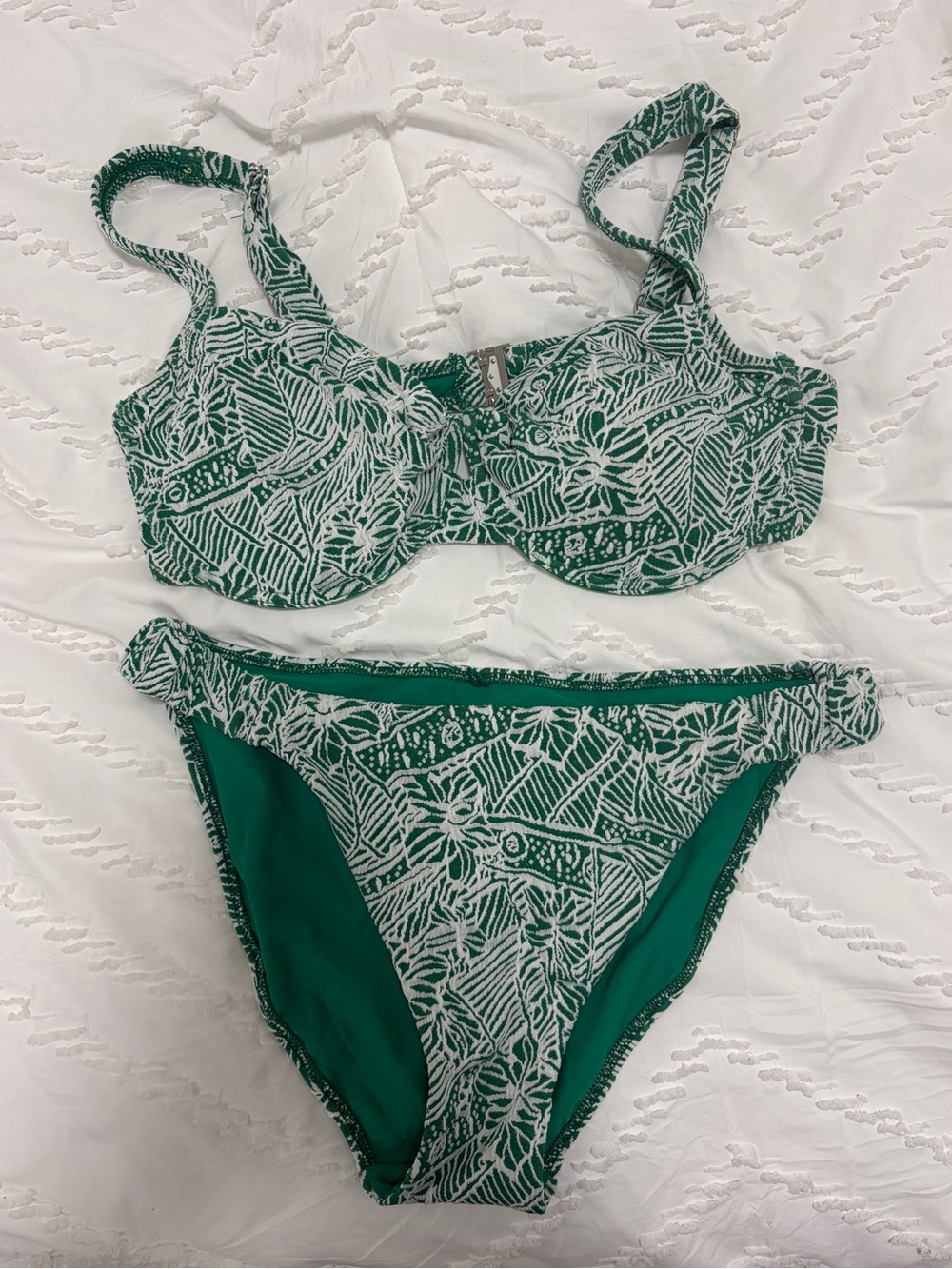 Green Floral Underwire Bikini Set - Women Swim